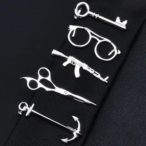 Gift Men's Jewelry Tie Accessories Multi Novelty Silver glasses scissors Design Cool Tie Clips Bar for Men
