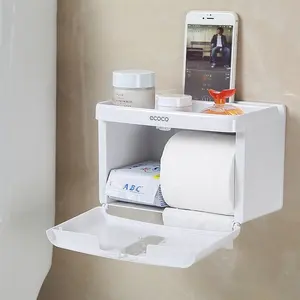 Ecoco Kertas Tissue Kamar Mandi, Wadah Handuk Kertas Toilet Plastik ABS Persegi Panjang Kotak Tisu Wajah Pasang Di Dinding