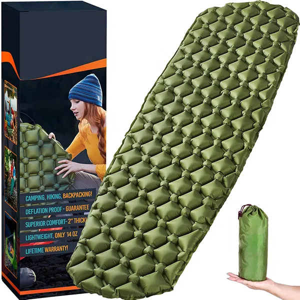 40D Nylon Outdoor Lightweight Waterproof TPU Nylon Air Mattress Ultralight Inflatable Camping Sleeping Pad Mat