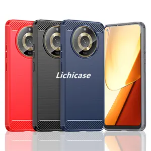 Lichicase Carbon Fiber Texture Brushed TPU Anti-fall Case For Realme 11 Pro Plus Soft Mobile Cover