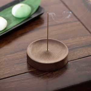 <b>Incense</b> Burner Black Walnut <b>Incense</b> <b>Stick</b> <b>Holder</b> Wooden Round <b>Incense</b> Tray Ornament for Home Bedroom Home Yoga Decoration Crafts - Product Image 1