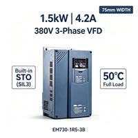 Variador de Frecuencia Variable (VFD) SINEE EM730-1R5-3B de 1.5kW, 4.2A, 380V, Trifásico, con STO 50 Integrado ° Carga Completa para Motores