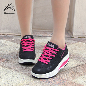 Vente en gros de baskets pour femmes en cuir PU à semelle épaisse, à lacets, pour la course, le sport, le quotidien et le travail - Product Image 6