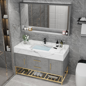 Light luxury <b>white</b> bathroom cabinet beehive glass <b>mirror</b> cabinet <b>white</b> washbasin floor-standing cabinet body - Product Image 6