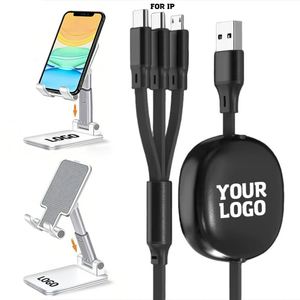 Promotional Gift 100W Fast Charging Usb Retractable 6A 3-In-1 Data for Mobile Phones Type C Phone Cable - Product Image 1
