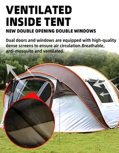 שתי דלתות שתי חלונות אוהלים אוטומטיים אוהלי קמפינג 2/4/6 אנשים עמיד למים אוהלי חוץ ומיידי קמפינג בחוץ