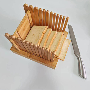 Cortador de pan de bambú con hoja cuadrada de acero inoxidable de 8 pulgadas para uso doméstico - Product Image 4