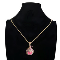 BESDZ0179 Dragon Ball Personnage Fat Buu Personnage principal Pendentif Avatar Collier tendance Marque Hip Hop Chaîne en corde entièrement sertie de zircon