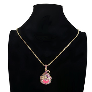 BESDZ0179 Dragon Ball Personnage Fat Buu Personnage principal Pendentif Avatar Collier tendance Marque Hip Hop Chaîne en corde entièrement sertie de zircon - Product Image 6