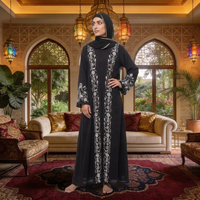 Robe Abaya de Soirée Islamique de Luxe pour Femmes, Couleur Unie, Mode Musulmane du Moyen-Orient