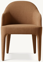 Fauteuil de salle à manger rembourré, chaise de salle à manger en tissu courbé intégré avec pieds coniques, chaise d'appoint moderne pour la maison et l'usage commercial
