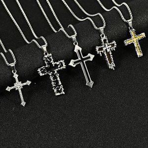 Kalung Salib Gotik Grosir Seri Hip Hop 2026 Fashion Baja Anti Karat Liontin Salib Berlian Penuh untuk Wanita Pria - Product Image 1