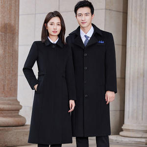 高品質ブラックコートプロフェッショナルウィンドブレーカーセット秋冬銀行営業部ホテル管理オーバーコートユニセックスキープ - Product Image 1