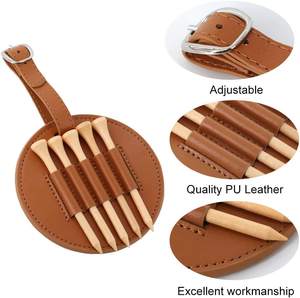 <span class=keywords><strong>Support</strong></span> de tees de <span class=keywords><strong>golf</strong></span> en cuir avec logo personnalisé avec <span class=keywords><strong>5</strong></span> tees de <span class=keywords><strong>golf</strong></span> ronds en bois durables - Product Image 5