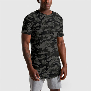 T-shirt da uomo con fondo ricurvo all'ingrosso manica Raglan 95% cotone 5% spandex magliette bianche di qualità Muscle Fit Stock t-shirt - Product Image 4