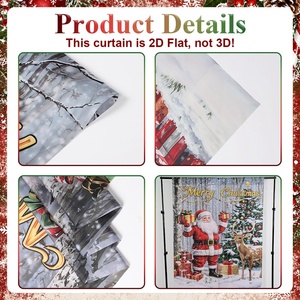 Tende in Poliestere con <span class=keywords><strong>Babbo</strong></span> <span class=keywords><strong>Natale</strong></span> e Renne per Decorazioni Interne, Tende per Capodanno, Decorazioni per la Casa - Product Image 5