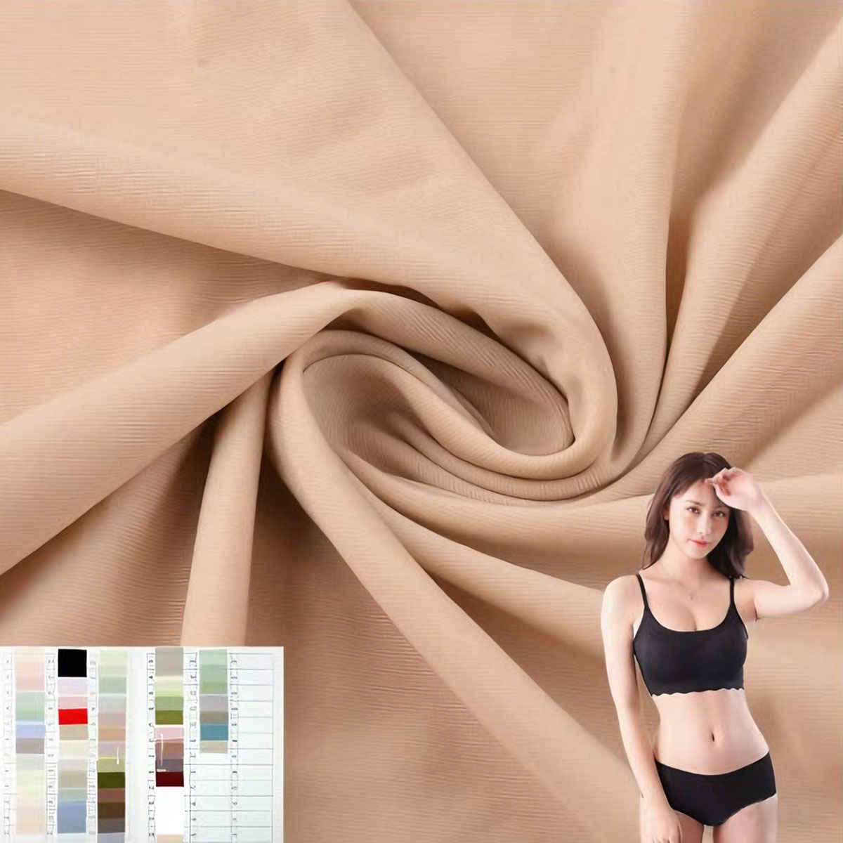 105GSM 4-Way Stretch Breathable Soft Nylon Spandex Knit Plain Dyed Fabric for Swimwear Lingerie Yoga Wear & Underwear