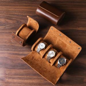 Custom Logo Factory Manufacturer's Retro <b>Watch</b> Roll Crazy Horse Leather Travel <b>Watch</b> for Couples Made High Leather - Product Image 2