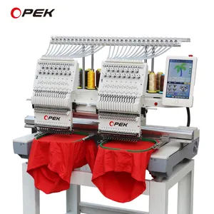 OPEK 12 15 Needle Embroidery Machine Computer Double Two 2 Head Industrial Computerized T shirt Towel Embroidery Machine