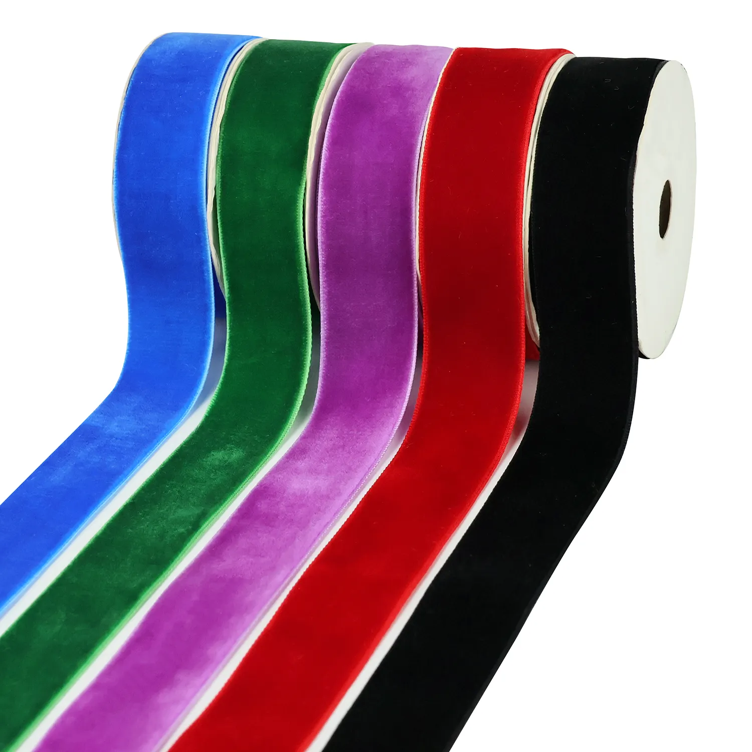 Midi 3/8 "/5/8"/1 "einfarbiges Kleidungs stück Trimm band Haars chleife DIY liefern einseitiges Nylon-Samtband für Geschenk verpackungen