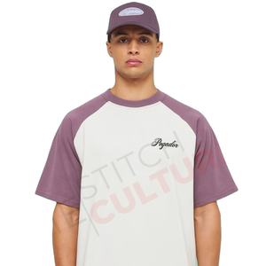 NUEVA Camiseta Raglán Lisa de Algodón 100% Pesado, Camiseta Oversize con Estampado Patchwork para Hombre - Product Image 2