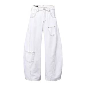 American Retro White High-Waisted Scimitar Denim Jeans for <b>Men</b> Spring New High Street Design Loose Slimming Straight Leg - Product Image 6
