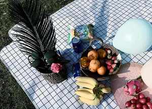 Tapete Plegable de Tela Oxford Impermeable y Reutilizable, Diseño a Cuadros Blanco, 150CM*200CM, Impresión Personalizada, Ligero y Duradero para Exteriores - Product Image 3