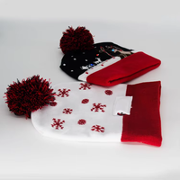 Gorro de Invierno con Pompones Temáticos Navideños, Gorro Festivo de Punto Jacquard para Regalos Navideños y Fiestas