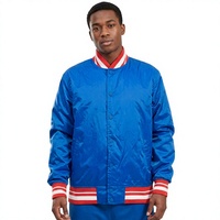 Veste de baseball bleue pour homme, couleur unie, polyester, col rabattu, boutons sur le devant, style décontracté, vêtements d'automne