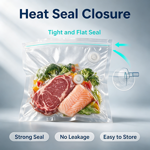 Food Grade Vacuum Zipper <b>Bags</b> Transparent BPA Free Resealable Plastic Pouches for Meat Dry Food Storage - Product Image 5