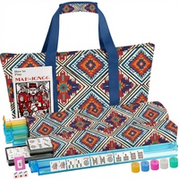 Sac de transport moderne pour Mahjong américain avec motif arche dorée, sac fourre-tout en toile blanche, grande capacité pour rangements, tuiles et poussoirs