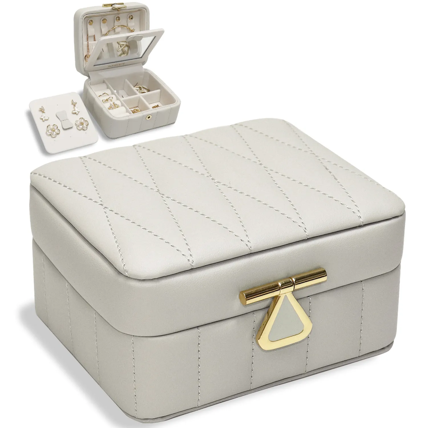 2022 Hot selling New Trending Leather Jewelry Travel Storage Box Mini Organizer Boxes Customized Jewelry Packaging Box