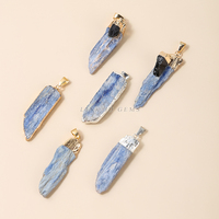 Pendentifs en Kyanite Bleue Naturelle, Pierres Brutes de Kyanite, Perles en Pépites, Plaqué Or/Argent Classique pour Enfants, pour Boucles d'Oreilles et Colliers