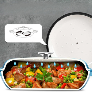 Casserole en fonte émaillée rouge minimaliste pour fruits de mer, antiadhésive, avec couvercle, compatible gaz et induction, cocotte, rôtissoire - Product Image 4