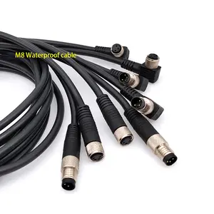 m8 connector plastic molded male extension ip65 waterproof power 3 pin 4pin 5pin 6pin sensor circular cable connector