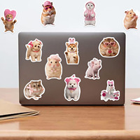 54 pegatinas de vinilo impermeables con diseño de animales y lazos rosas de dibujos animados para guitarra, cuaderno, equipaje, regalo DIY