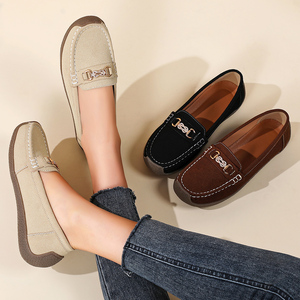 <span class=keywords><strong>Ballerine</strong></span> da Donna ODM in 3 Colori (Beige/Nero/Marrone), Scarpe Slip-on <span class=keywords><strong>con</strong></span> <span class=keywords><strong>Fibbia</strong></span> Metallica, Traspiranti, Doppia Cinturino, Primavera Estate Autunno - Product Image 1