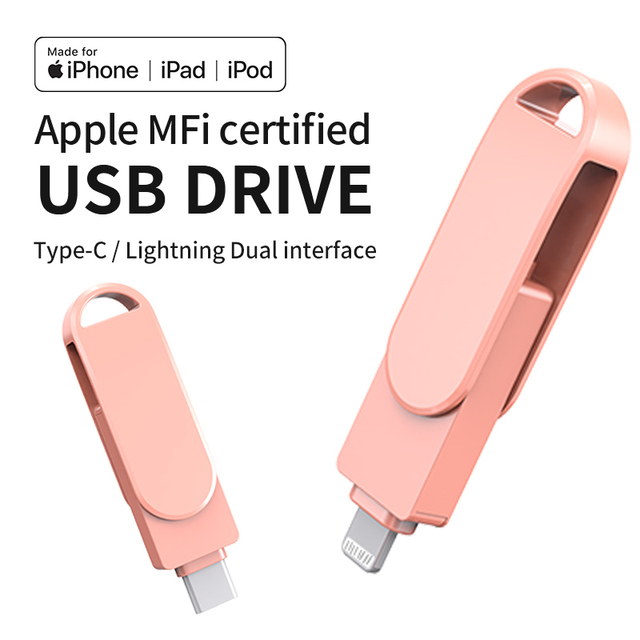 Wholesale Metal MFI Certified USB Flash Drive Type C Lightning Dual Interface Mini Thumb Memory Stick OTG U Disk