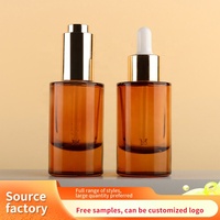 Flacon compte-gouttes rond en verre de 30 ml, conteneur d'huile essentielle, emballage de sérum cosmétique