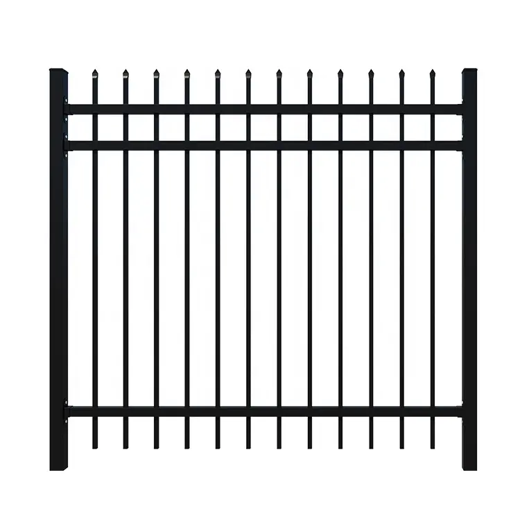 Hot Sale Wrought Iron Picket Fence Galvanized Steel Panel Fence safety clear view building garden fence
