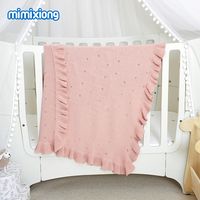 Mantas Mimixiong OEKO Tex para Niños y Niñas, Mantas de Algodón Suave Tejido, Mantas para Bebés y Niños con Borde Decorativo