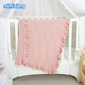 Mimixiong OEKO Tex Jongens Meisjes Zachte Gebreide Katoenen Dekens met Sierlijke Rand <span class=keywords><strong>Baby</strong></span>- en Kinderdekens - Product Image 6