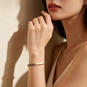 Pulsera de Cadena con Circonitas de Colores de Moda para Mujer, Brazalete Ajustable de Acero Inoxidable que No se Deslustra, Joyería Diaria de Moda - Product Image 4