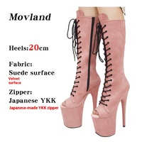 Chaussures d'hiver à lacets mi-mollet, talons aiguilles style défilé, sexy, pour performance en boîte de nuit et pole dance, plateforme imperméable et robuste
