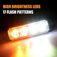 Raryloy - Juego de 4 Luces Estroboscópicas de Emergencia de 12 LED para Parrilla de Camión, Función de Sincronización, Mini Baliza de Advertencia, Impermeables, 12-24V, Aluminio+PC