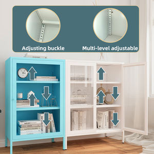 Aparador Negro Minimalista de Gran Capacidad, Mueble de Almacenamiento de Acero, Versátil para Comedor, Sala de Estar, Estilo Rústico, con Exhibición Magnética - Product Image 3