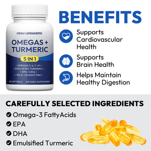 LIFEWORTH balık yağı Softgels Omega 3 ortak destek ve kalp sağlığı için zerdeçal ile - Product Image 2