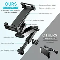 Support de tablette pour voiture Support pour tableau de bord iPad Support télescopique pour siège arrière Clip universel pour siège arrière Support pour téléphone portable 360