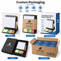 Bloc-notes pliable pour bureau debout avec notes adhésives et stylo, 5 marque-pages colorés, logo personnalisé, pour étude et bureau