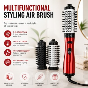 Torlin 1200W Cepillo de <span class=keywords><strong>Aire</strong></span> Caliente 2 <span class=keywords><strong>en</strong></span> 1 con Cabezales Intercambiables Giratorios, <span class=keywords><strong>Aire</strong></span> Frío <span class=keywords><strong>115</strong></span>°C, <span class=keywords><strong>Aire</strong></span> Medio 150°C, 50MM, para Rizos y Cuidado Iónico - Product Image 1